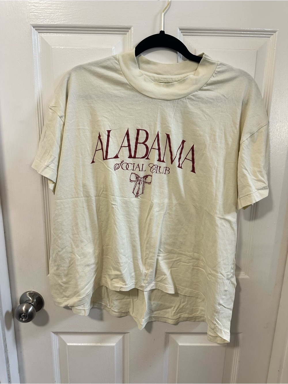 ALABAMA Social Club Graphic Tee in Cream with Maroon Print